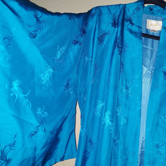 Silk Vintage Hong Kong Kimono Robe BURNING MAN FESTIVAL - Picture 9 of 11